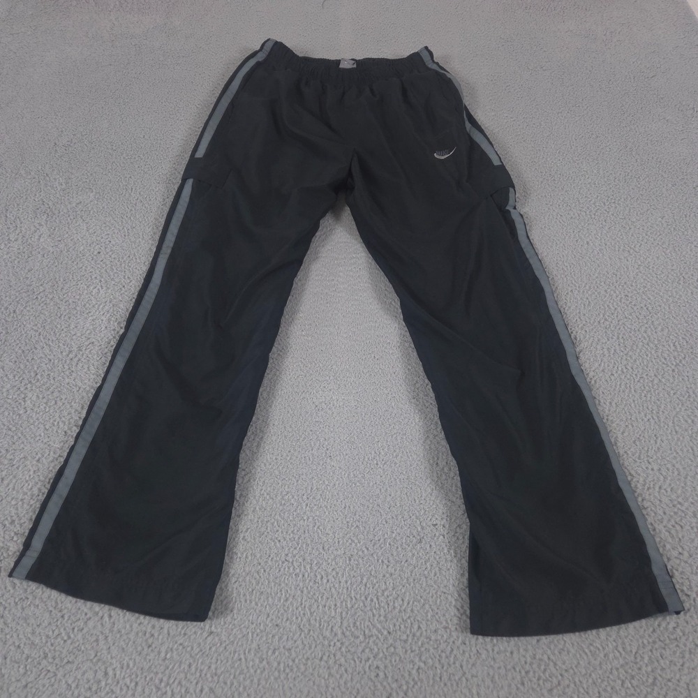 VTG Nike Pants Men Large Black Track Cargo Baggy Side Stripe Mesh Lined Gym Y2K